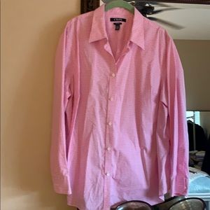 Pink and white checked women’s dress shirt